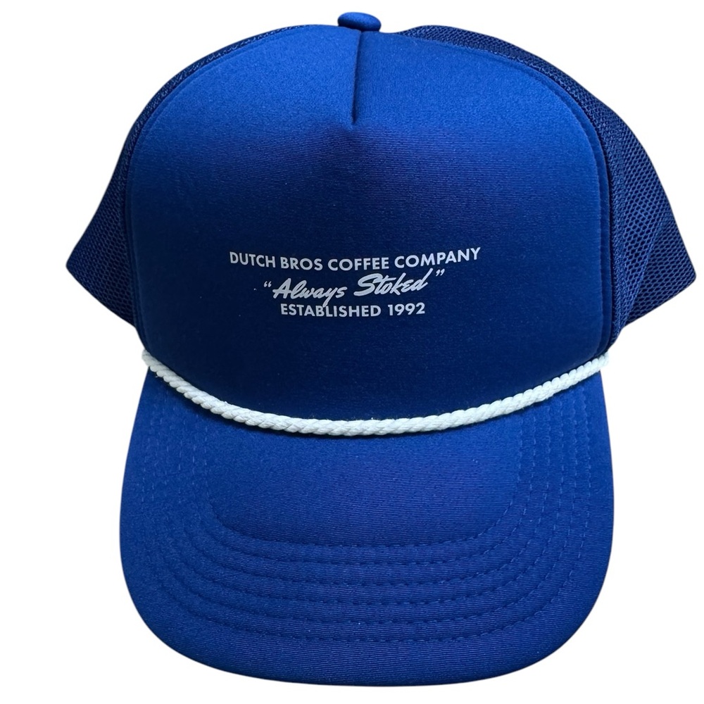 Dutch Bros Always Stoked Blue Trucker Baseball Hat OS MINTY